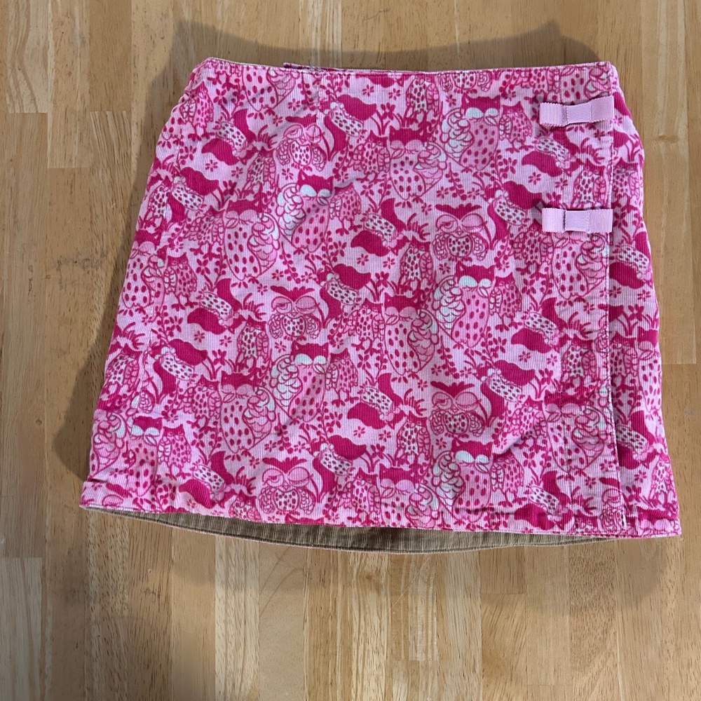 Lilly Pulitzer Pink Owl Print Wrap Around Skirt, Girls Size 10